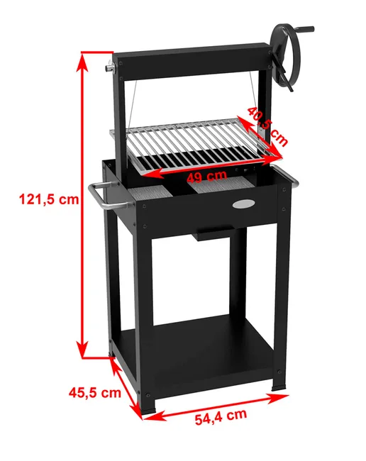 Estructura de acero con parrilla regulable en altura