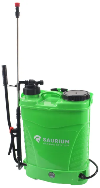 Pulverizador de presión Saurium 16L 12V/8A con batería incluida y modo manual.